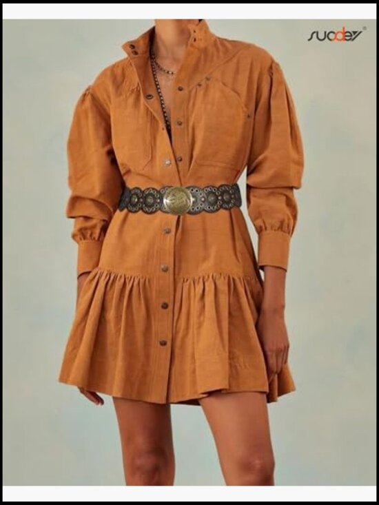Western Woman Leather Belt Concho Disc Wide Waist Belt Boho for Dress Jeans main image 5